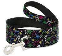 Buckle Down Dl-w31925 Sketch étoiles Noir/Multi Couleur Pet Leash, 4 'Long - 2,5 cm de Large