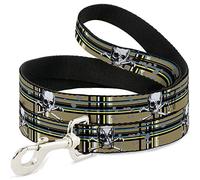 Buckle Down Dl-w31935-w Tête de Mort et os de Croix Plaid Tan Pet Leash, 4 'Long - 3,8 cm de Large