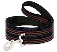 Buckle Down Dl-w32126 des États-Unis Drapeau étoiles et Rayures Vieilli Pet Leash, 4 'Long - 2,5 cm de Large