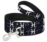 Buckle Down Dl-w32677-w Zodiaque Pisces Symbol/Constellations Noir/Blanc pour Animal Domestique Leash, 4 'Long - 3,8 cm de Large