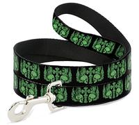 Buckle Down Dl-w32838 BD crânes W/Ailes Noir/Vert pour Animal Domestique Leash, 4 'Long - 2,5 cm de Large