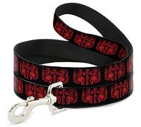 Buckle Down Dl-w32841 BD crânes W/Ailes Noir/Rouge pour Animal Domestique Leash, 4 'Long - 2,5 cm de Large