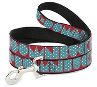 Buckle Down Dl-w32871 Formes Rouge/Turquoise/Blanc Dot Pet Leash, 4 'Long - 2,5 cm de Large