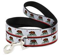 Buckle Down Dl-w32969-w California State Drapeau Blanc Pet Leash, 4 'Long - 3,8 cm de Large
