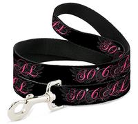 Buckle Down Dl-w34567 So Cal Script/Ailes Noir/Gris/Rose pour Animal Domestique Leash, 4 'Long - 2,5 cm de Large