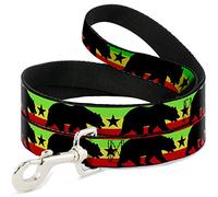 Buckle Down Dl-w35521 Cali Ours/étoile Silhouette Rasta/Noir Pet Leash, 4 'Long - 2,5 cm de Large