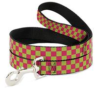 Buckle Down Dl-w35549 Checker Fluoresecent Rose/Jaune Pet Leash, 4 'Long - 2,5 cm de Large