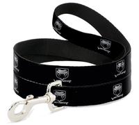 Buckle Down "Dodge Viper Noir/Argent Logo Repeat Pet Leash, 4 'x 2,5 cm