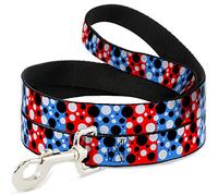 Buckle Down "Dot Blocs Bleu/Rouge/Noir/Blanc Pet Leash, 4 'x 3,8 cm