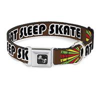 Buckle Down Eat Sleep Skate Marron/Rasta Rafale Collier de Chien en Forme d'os, Petite/9-38,1 cm