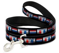 Buckle Down étroit 1,3 cm Camaro Six Badge/à Rayures Noir/Argent/Rouge/Blanc/Bleu Dog Leash, 4 '
