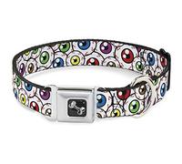 Buckle Down Eyeballs Stacked Collier de Chien en Forme d'os, Medium/11-43,2 cm