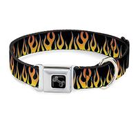 Buckle Down Flammes Jaune Orange avec Collier de Chien en Forme d'os, Medium/11-43,2 cm