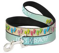 Buckle Down "Flip Flops7 la Vie est Une Plage Marron Clair/Aqua/Blanc Pet Leash, 6 'x 2,5 cm