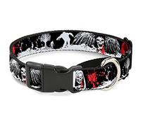 Buckle Down Fright Night Noir/Blanc/Rouge Martingale Collier de Chien, 2,5 cm Wide-Fits 11-43,2 cm Neck-Medium