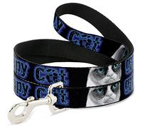 Buckle Down "Grumpy Cat Visage W/C/U Noir/Blues Pet Leash, 6 'x 3,8 cm