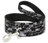 Buckle Down "Grunge Briques Noir/Blanc Pet Leash, 6 'x 1/5,1 cm