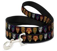 Buckle Down "Guardians of The Galaxy badge/5-character icônes Noir/Multicolore Pet Leash, 4 '-1/5,1 cm