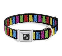 Buckle Down Gummy Bears Noir/Multi Couleur Collier de Chien en Forme d'os, Large Medium/16-58,4 cm