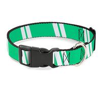 Buckle Down Hash Mark à Rayures Double col Vert/Argent Clip en Plastique, 1/5,1 cm Wide-Fits 9-38,1 cm Neck-Large