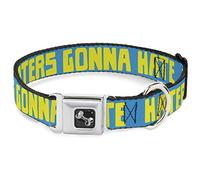 Buckle Down Haters (Homonymie) Gonna Hate Turquoise/Jaune Collier de Chien en Forme d'os, Large Petite/13-45,7 cm