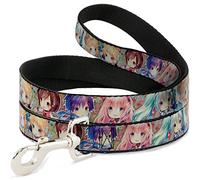 Buckle Down "Hatsune Miku 6-Chibi Personnages Pose Floral/étoile Collage Pet Leash, 6 'x 1/5,1 cm