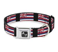 Buckle Down Hawaii Drapeaux Collier de Chien en Forme d'os, Large Medium/16-58,4 cm