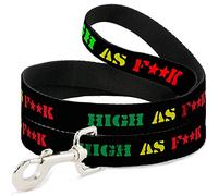 Buckle Down "High AS F * * k Noir/Vert/Jaune/Rouge Pet Leash, 6 'x 2,5 cm