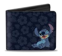 Buckle-Down Homme Stitch Winking Pose/Tropical Flora Blues Portefeuille 2 Plis, Multicolore, défaut Taille EU
