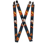 Buckle Down Homme Suspenders - Superman Action Pose/Scattered Shield Navy/Gold Bretelles, Multicolore, Taille unique EU
