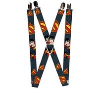 Buckle Down Homme Suspenders - Superman Action Pose/Scattered Shield Navy/Gold Bretelles, Multicolore, Taille unique EU
