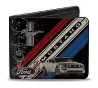 Buckle Down Homme Wallet Mustang Tri-bar Logo/Diagonal Stripe/Blueprint Black/ Portefeuille 2 volets, Multicolore, Taille unique EU