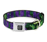 Buckle Down "Hulk Face C/U/Action Pose Greens/pourpres Ceinture de sécurité Collier de Chien, 3,8 cm X 18-81,3 cm/L