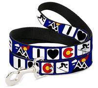 Buckle Down "I Heart Colorado Ski Logos/Montagne Pet Leash, 6 'x 1/5,1 cm