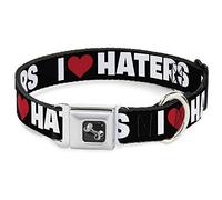 Buckle Down I Love Haters (Homonymie) Noir/Blanc/Rouge Collier de Chien en Forme d'os, Large/15-66 cm
