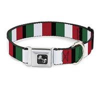 Buckle Down Italie Drapeaux Collier de Chien en Forme d'os, Medium/11-43,2 cm