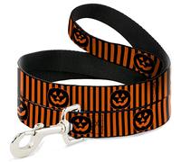 Buckle-Down Jack O Lantern Laisse pour chien Motif citrouille Orange Noir 1,2 m de long 1,3 cm de large