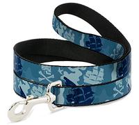 Buckle Down "Jack Sparrow de Drapeau icônes/Black Pearl/Sharks Blues Pet Leash, 6 '-1/5,1 cm