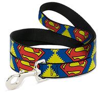 Buckle Down "Jagged Superman Shield C/U Jaune/Bleu/Rouge Pet Leash, 6 'x 3,8 cm