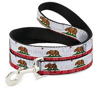 Buckle-Down Laisse pour Animal de Compagnie - Californie Ours/étoile/Rayure craquelée Blanc/Gris/Rouge
