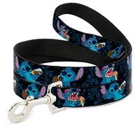 Buckle-Down Laisse pour Animal de Compagnie - Coutures - Noir et Bleu - 1,27 m de Long - 1,27 cm de Large