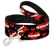 Buckle-Down Laisse pour Animal de Compagnie - Heart Breaker Noir/Blanc/Rouge