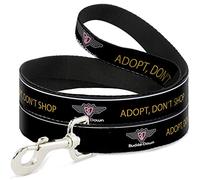Boucle de laisse pour chien Logo Adopt Don't Shop Noir Jaune 1,2 m de long 1,3 cm de large