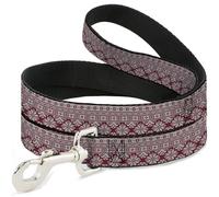 Buckle-Down Laisse pour animal de compagnie, laisse pour chien, motif de Noël Fair Isle Stitch, blanc et rouge, 1,8 m de long, 3,8 cm de large