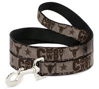 Buckle-Down Laisse pour Animal de Compagnie, Laisse pour Chien, Style Western Cowboy, Collage Marron Clair, 1,8 m de Long et 3,8 cm de Large