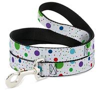 Buckle-Down Laisse pour Animal de Compagnie - Pois/Grille 2 Blanc/Gris/Multicolore