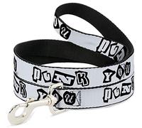 Buckle-Down Laisse pour Animal de Compagnie - Punk You Blanc/Noir