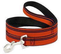 Buckle-Down Laisse pour Animal de Compagnie - Rayures de Course Orange/Bleu Marine