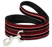 Buckle-Down Laisse pour Animal de Compagnie - Rayures Rouge/Noir/Blanc