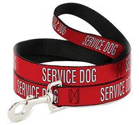 Buckle-Down Laisse pour animal de compagnie, texte pour chien de service, rouge, noir, blanc, 1,8 m de long, 3,8 cm de large